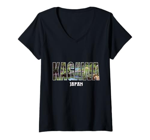 Damen Kagawa Japan Kagawa City etabliertes Vintage-Design T-Shirt mit V-Ausschnitt von GUADI