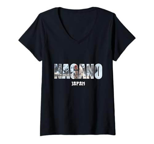 Damen Nagano Japan Nagano City etabliertes Vintage-Design T-Shirt mit V-Ausschnitt von GUADI