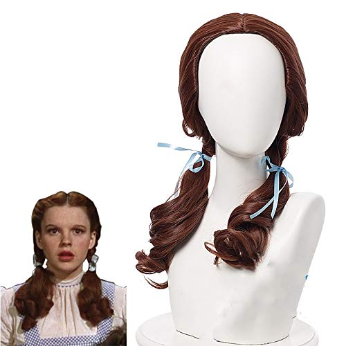Cosplay Perücke Der Zauberer von Oz Frauen Dorothy Cosplay Perücke DG Mädchen Dorothy Brown Pferdeschwänze Hitzebeständige Faserhaarperücken von GUANBBD