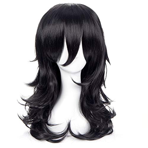 GUANBBD Meine Boku no Hero Academia Shouta Aizawa 45 cm lang wellig schwarz hitzebeständig Cosplay Kostüm Perücke + Perücke Kappe schwarz von GUANBBD