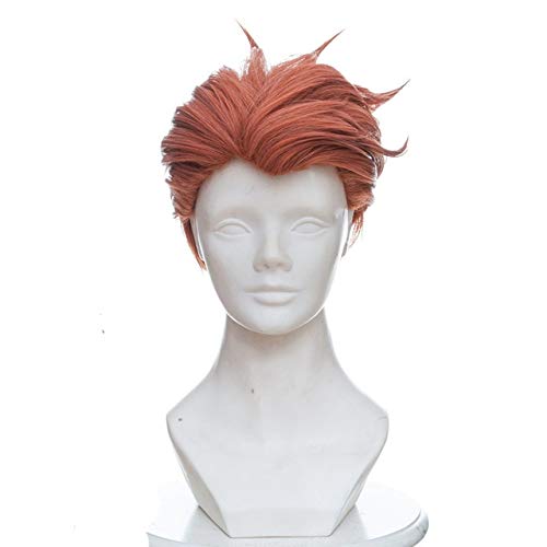 GUANBBD Mola Moira Cosplay Wigfor Man Jungen Kurzes, gerades, hitzebeständiges, synthetisches Haarspiel Overwatch OW Cosplay Party Orange Mola von GUANBBD