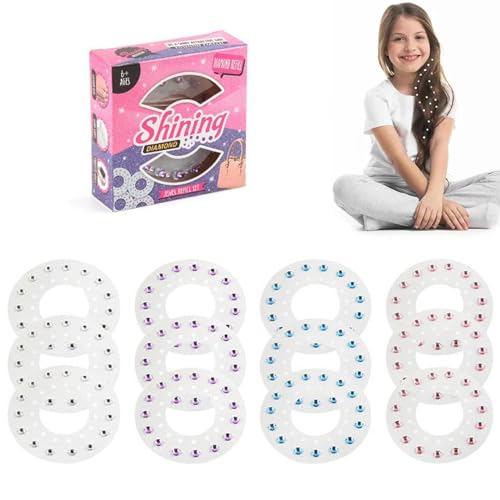 12 schöne Haarjuwelen, glitzernde Kinder-Haar-Edelstein-Stempel, lustiger Haar-Bedazzler-Set, langlebige Haar-Glitzer-Aufkleber, Juwelenstempel für Kinder und Mädchen von GUANGJIA