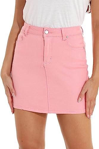 GUANYY Damen Casual Stretch Denim Rock, rose, Klein von GUANYY