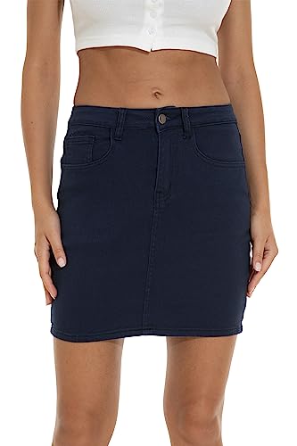 GUANYY Damen Stretch Denim Mini Rock Slim Fit & Stylish, Marineblau, Klein von GUANYY