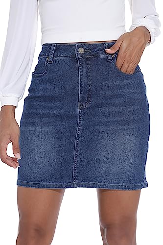 Guanyy Damen-Jeansrock / Jeansrock / Minirock - Blau - Mittel von GUANYY