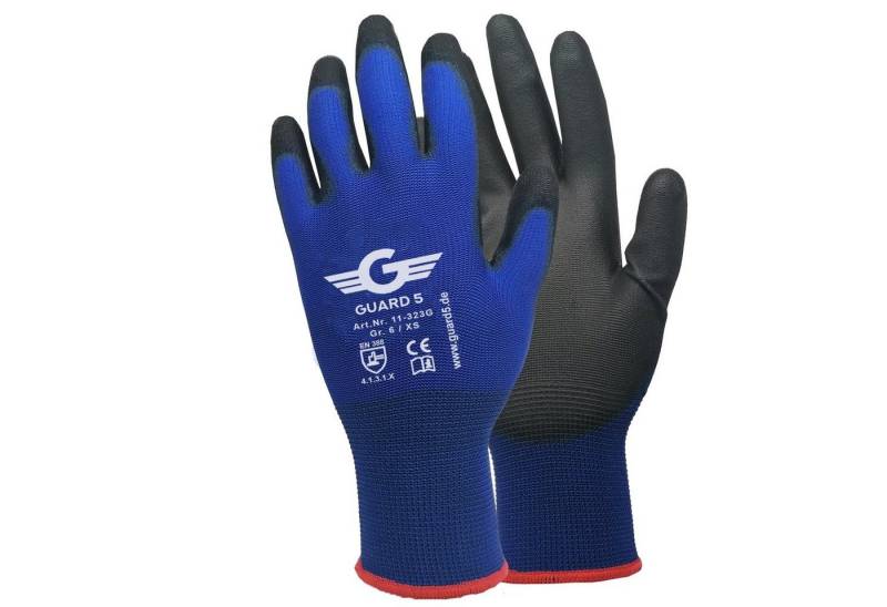 GUARD 5 Arbeitshandschuhe - 12 oder 24 Paar Arbeitshandschuhe mit PU-Beschichtung (Art.11323G) (12-St) atmungsaktiv von GUARD 5