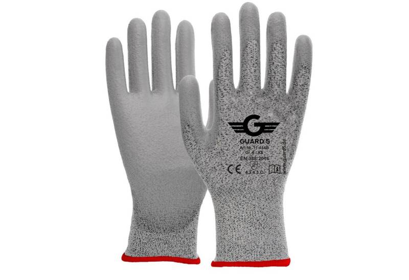 GUARD 5 Arbeitshandschuhe Schnittschutz - Schnittfeste Garten-Handschuhe Level 3 - (Art.11444G) (1-St) Sicherer Griff durch PU-Beschichtung in den Handinnenflächen von GUARD 5
