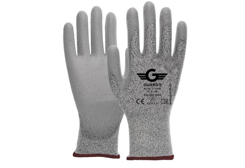 GUARD 5 Arbeitshandschuhe Schnittschutz - Schnittfeste Garten-Handschuhe Level 3 - (Art.11444G) (5-St) Sicherer Griff durch PU-Beschichtung in den Handinnenflächen von GUARD 5