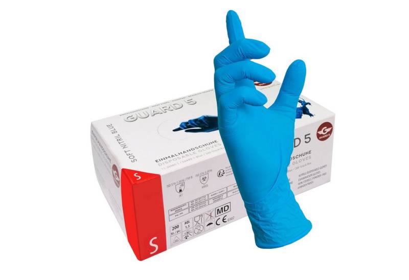 GUARD 5 Einweghandschuhe 2000 Stück (10x200er Box) blaue Einweghandschuhe (Art.112008-2000) wasserdicht, beidseitig tragbar von GUARD 5