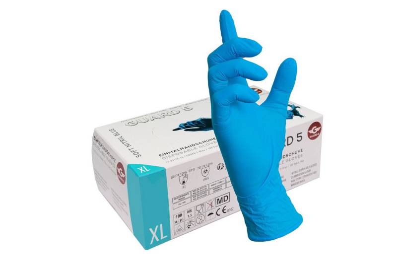GUARD 5 Einweghandschuhe 100er Box blaue Einweghandschuhe / Einmalhandschuhe (Art.118311) beidseitig tragbar, Puderfrei von GUARD 5