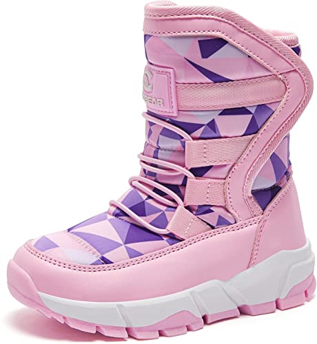 GUBARUN Schneestiefel Jungen Mädchen Winterstiefel Kinder Winter Outdoor Wasserdicht Warme Stiefel（N-Pink Lila, EU 25 von GUBARUN