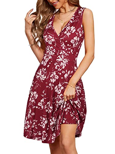 GUBERRY Damen Sommerkleid mit V-Ausschnitt, ärmellos, ausgestellt, Tankkleid mit Taschen, Floral-62, X-Groß von GUBERRY