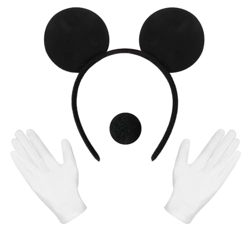 GUBOOM Mouse Kostüm Herren, Maus Mouse Kostüm, Maus Ohren Kostüm Set, maus kostüm erwachsene, Haarreifen mit Maus Ohren, Krawatte, Handschuhe, Nase, Karneval Kostüm Accessorie von GUBOOM