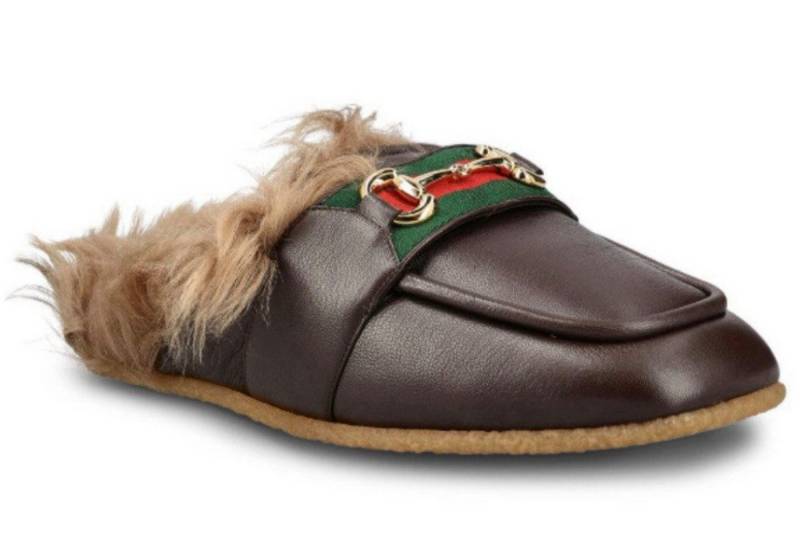 GUCCI Horsebit Pantoffeln Sandalen Ace Sneakers Slippers Schuhe Trainers Slipper mit Goldfarbenes Horsebit und Web-Streifen von GUCCI