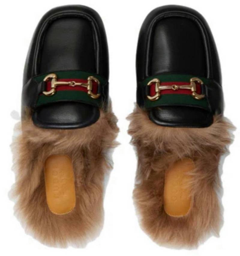 GUCCI Horsebit Pantoffeln Sandalen Ace Sneakers Slippers Schuhe Trainers Slipper mit Goldfarbenes Horsebit und Web-Streifen von GUCCI