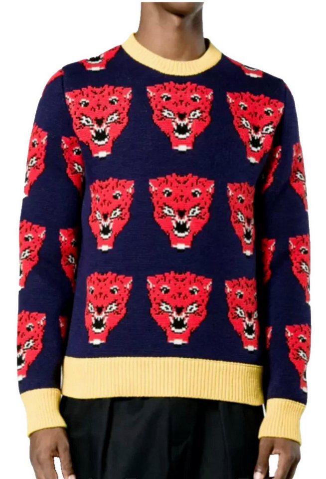 GUCCI Strickpullover Herren Pullover Tigerkopf Muster Rundhals Absolutes Must-have aus der Alessandro Michele Ära bei Gucci von GUCCI