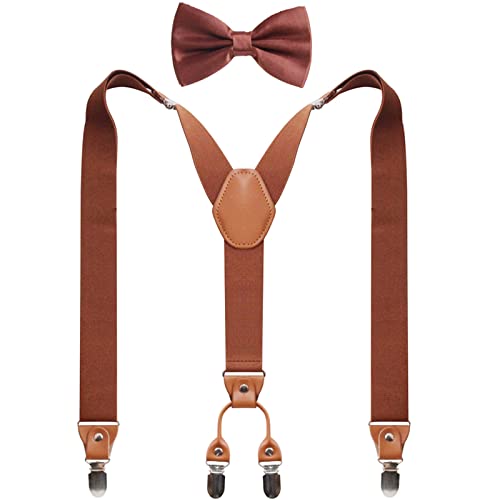 GUCHOL Hosenträger-Fliege für Damen und Herren, strapazierfähig, elastisch, breite Hosenträger, starke 4 Metall-Clips, verstellbar, braun, L GUCHOL Hosenträger-Fliege für Damen und Herren, strapazierfähig, elastisch, breite Hosenträger, starke 4 Metall-Clips, verstellbar, braun, L von GUCHOL