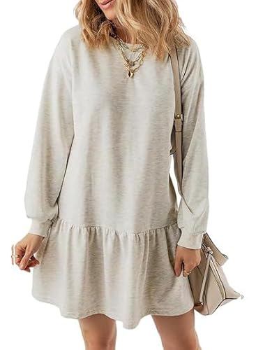 GUCURIN Pulloverkleid Damen Herbst Oberteil Patchwork Sweatshirt A-Linie Kleid Langarm Rundhalsausschnitt Bequeme Shirt Casual von GUCURIN