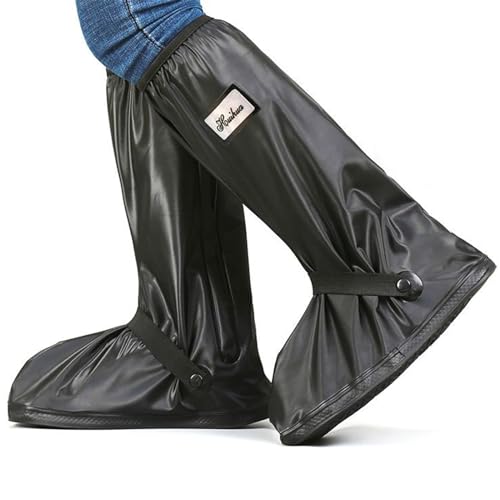 GUDECIUS Schwarz Regenschuhe Herren Damen Überschuhe Wasserdicht Beständig Rutschfest Reusable Wasserdichte Schuhüberzieher mit Reflektorstreifen Galoschen für Regen Schnee (38-39, Schwarz) von GUDECIUS