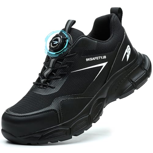 GUDECIUS Sicherheitsschuhe Herren Damen Arbeitsschuhe Leicht Stahlkappenschuhe Sportliche Arbeitsschutzschuhe Schutzschuhe Safety Shoes Atmungsaktiv rutschfest Schwarz 41 EU von GUDECIUS