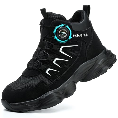 GUDECIUS Sicherheitsschuhe Herren Damen Arbeitsschuhe Leicht Stahlkappenschuhe Sportliche Sicherheitsstiefel rutschfest Atmungsaktiv Safety Shoes Schwarz 38 EU von GUDECIUS