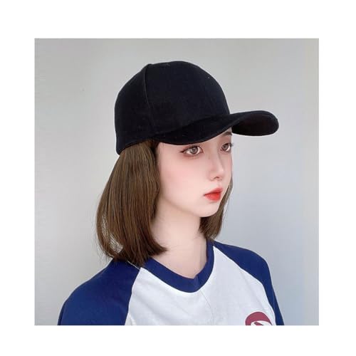 Damenperücke Mit Hut Baseball Cap Perücke Damen Kurze Innenschnalle Bob Perücke Hut Baseballmütze mit Haaren Einteilige Schirmmütze Perücke Mütze Mit Befestigten Haaren für Damen (Color : D) von GUERNSEY