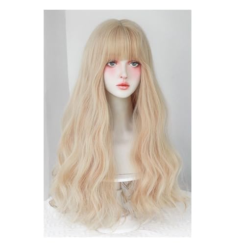 Frauen Perücken Blonde Perücke mit gewelltem Haar, Perücke mit langem gewelltem Haar, hitzebeständige Perücke, geeignet for Musikfestivals, Themenpartys, Hochzeiten, Konzerte, Verabredungen Haarperück von GUERNSEY