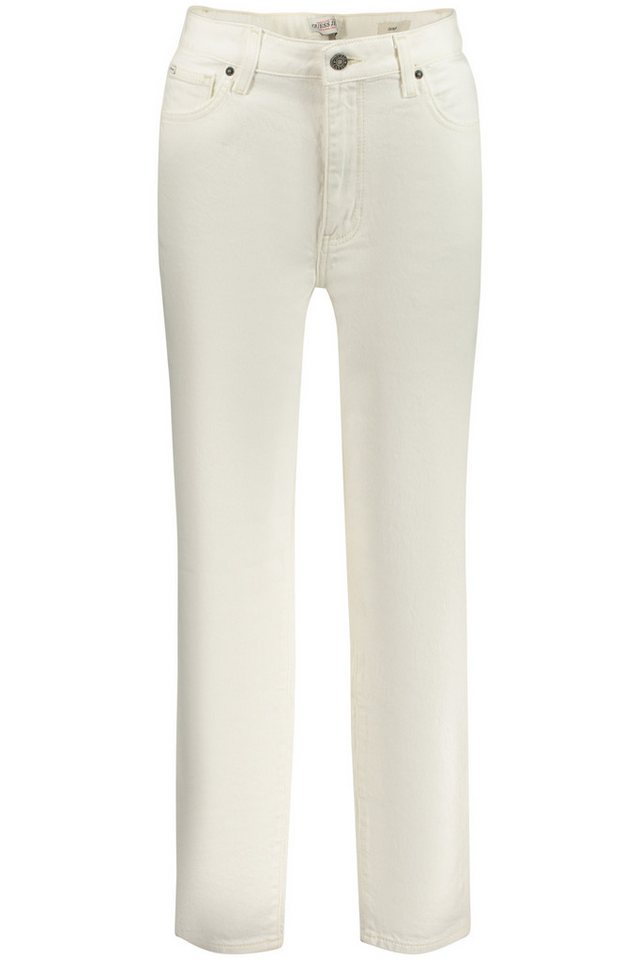 GUESS JEANS 5-Pocket-Jeans Damen Mom-Jeans Weiß: Modischer Denim mit Logo & 5 Taschen von GUESS JEANS