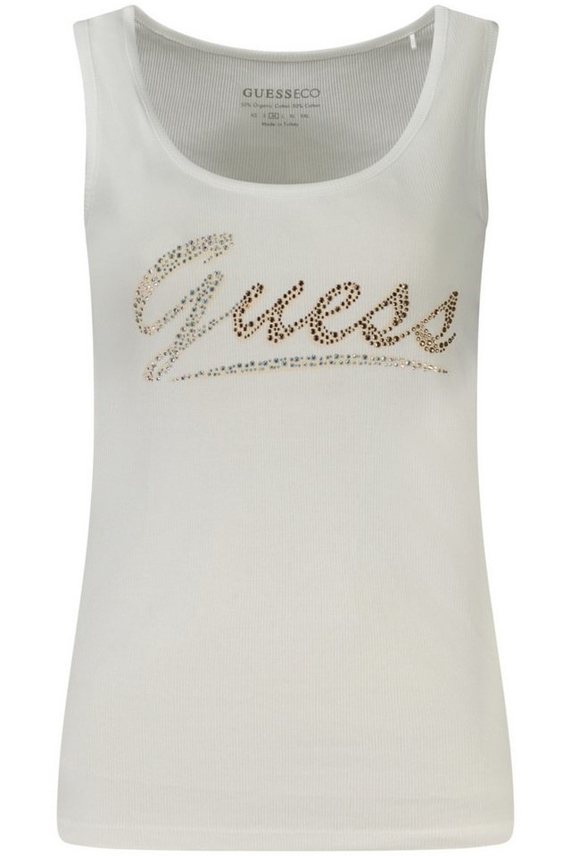 GUESS JEANS Blusenshirt Weißes Damen-Tanktop mit Strass, breiten Trägern von GUESS JEANS