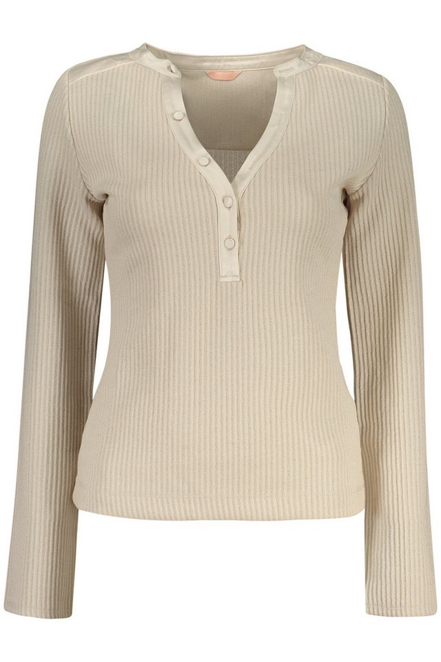 GUESS JEANS Strickpullover Damenpullover Beige: V-Ausschnitt, Knöpfe & Details aus Bio-Baumwolle von GUESS JEANS
