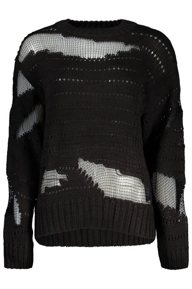 GUESS JEANS Strickpullover Eleganter Damenpullover Schwarz mit Rollkragen und Kontrastdetails von GUESS JEANS