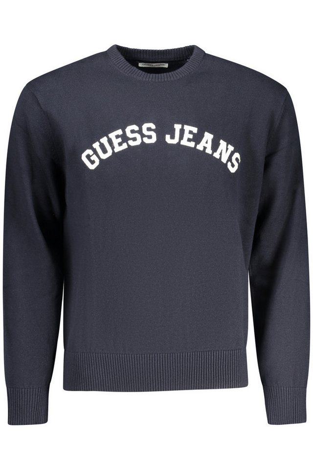 GUESS JEANS Strickpullover Herren Pullover Blau - Langarm, Rundhals & Besticktes Logo von GUESS JEANS
