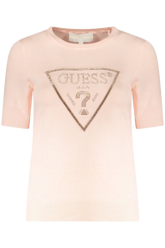 GUESS JEANS Strickpullover Rosa Damenpullover mit Applikationen & Strass - Eleganz trifft Komfort von GUESS JEANS