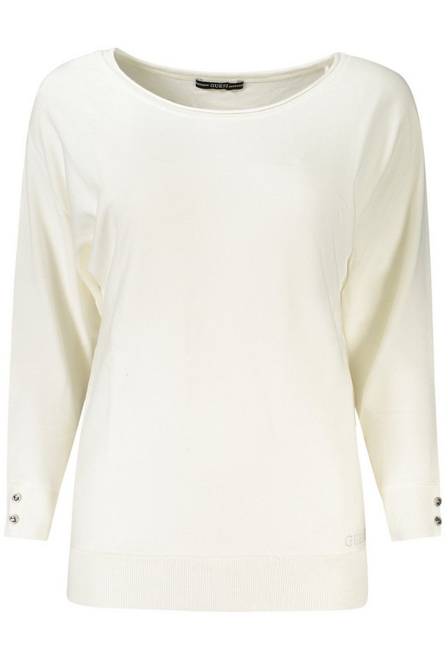 GUESS JEANS Strickpullover Stylischer Damenpullover Weiß - Weiter Ausschnitt & Stickerei-Details von GUESS JEANS