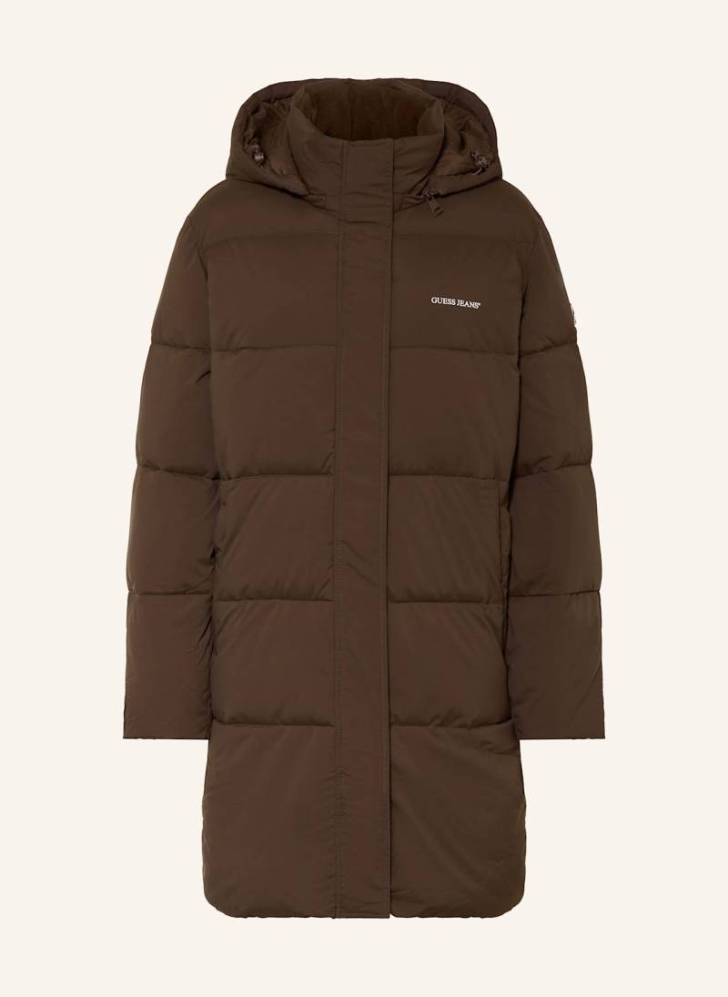 Guess Jeans Steppmantel Mit Abnehmbarer Kapuze braun von GUESS JEANS