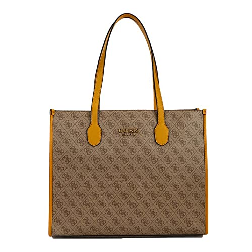 Borsa Guess shopper Silvana tote ecopelle latte logo/ yellow B23GU112 SB866523 von GUESS