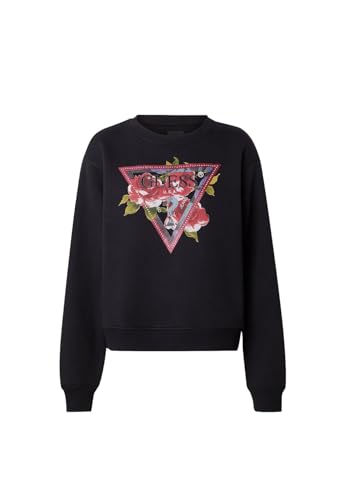 Felpa donna Guess roses triangle sweater black E25GU07 W4YQ26K9Z21 JBLK XS von GUESS