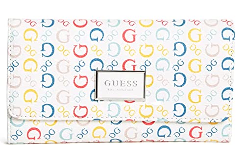 GUESS Abree Logo Saffiano Slim Wallet, Mehrfarbig, Weiß, Einheitsgröße von GUESS