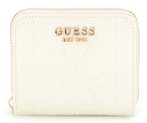 GUESS Aldina SLG Small Zip Around Wallet Cream White von GUESS