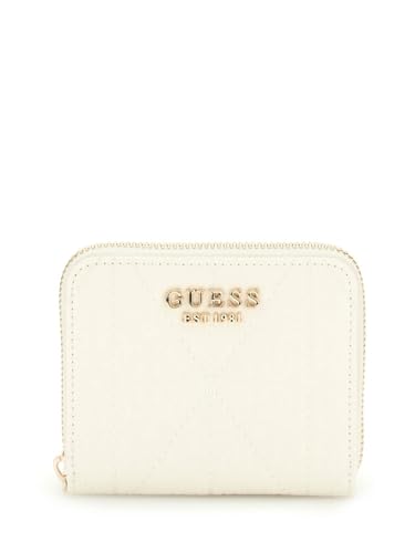 GUESS Aldina SLG Small Zip Around Wallet Cream White von GUESS