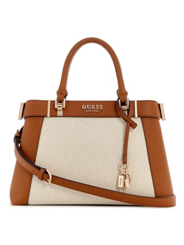 GUESS Anadela Three Compartment Satchel Bag Natural/Cognac von GUESS