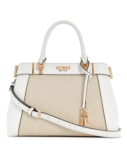 GUESS Anadela Three Compartment Satchel Bag Natural/Cream White von GUESS