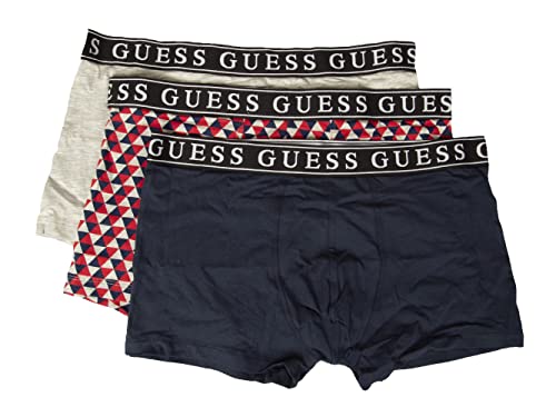 Guess Boxershorts für Herren, 3er-Pack, Tripack, elastischer Baumwollartikel U2VG00JR00A TRIPACK Trunk, F7SO Blu/Fantasia/Grigio, M von Guess