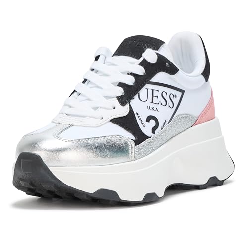 GUESS Calebb3 Damen-Sneaker, Silber/Pink Multi 099, 37.5 EU von GUESS