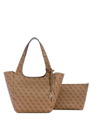 GUESS Calista 2 in 1 Tote Latte Logo von GUESS