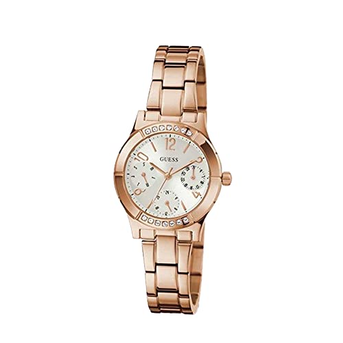 GUESS Damen Analoguhr weiß/Rosegold One Size von GUESS