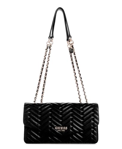 GUESS Damen Anning Convertible Crossbody Flap Umhängetasche, Schwarz von GUESS