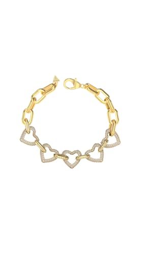 GUESS Beloved Multi Pave Hearts Bracelet S Yellow Gold von GUESS