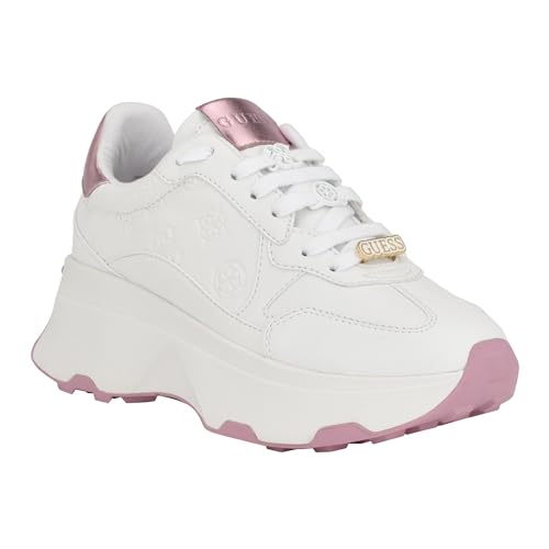 GUESS Damen Calebb Sneaker, Weiß/Rosa 147, 36 EU von GUESS