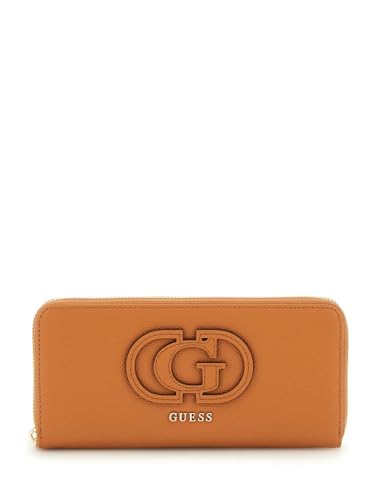 GUESS Damen Calebra Large Zip Around Wallet Große Geldbörse mit Reißverschluss, Clutch, Cognac von GUESS